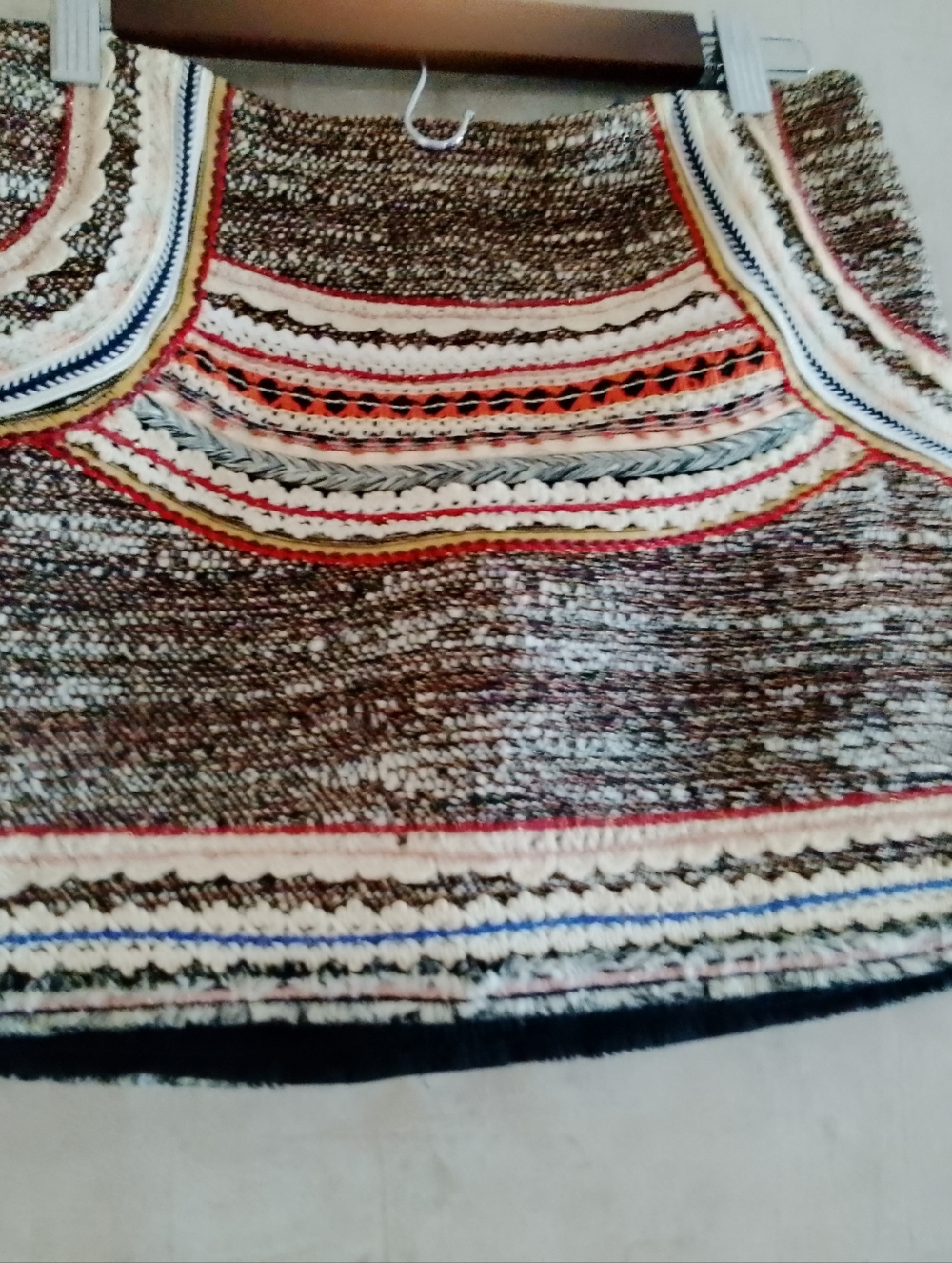 Zara Multicolor Knit Sleeveless Top - Brown, Cream, Red, Blue Accents